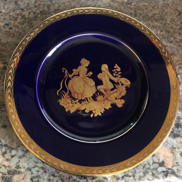 Limoges Antique Cobalt Blue and Gold Plate - Picture 1 of 5